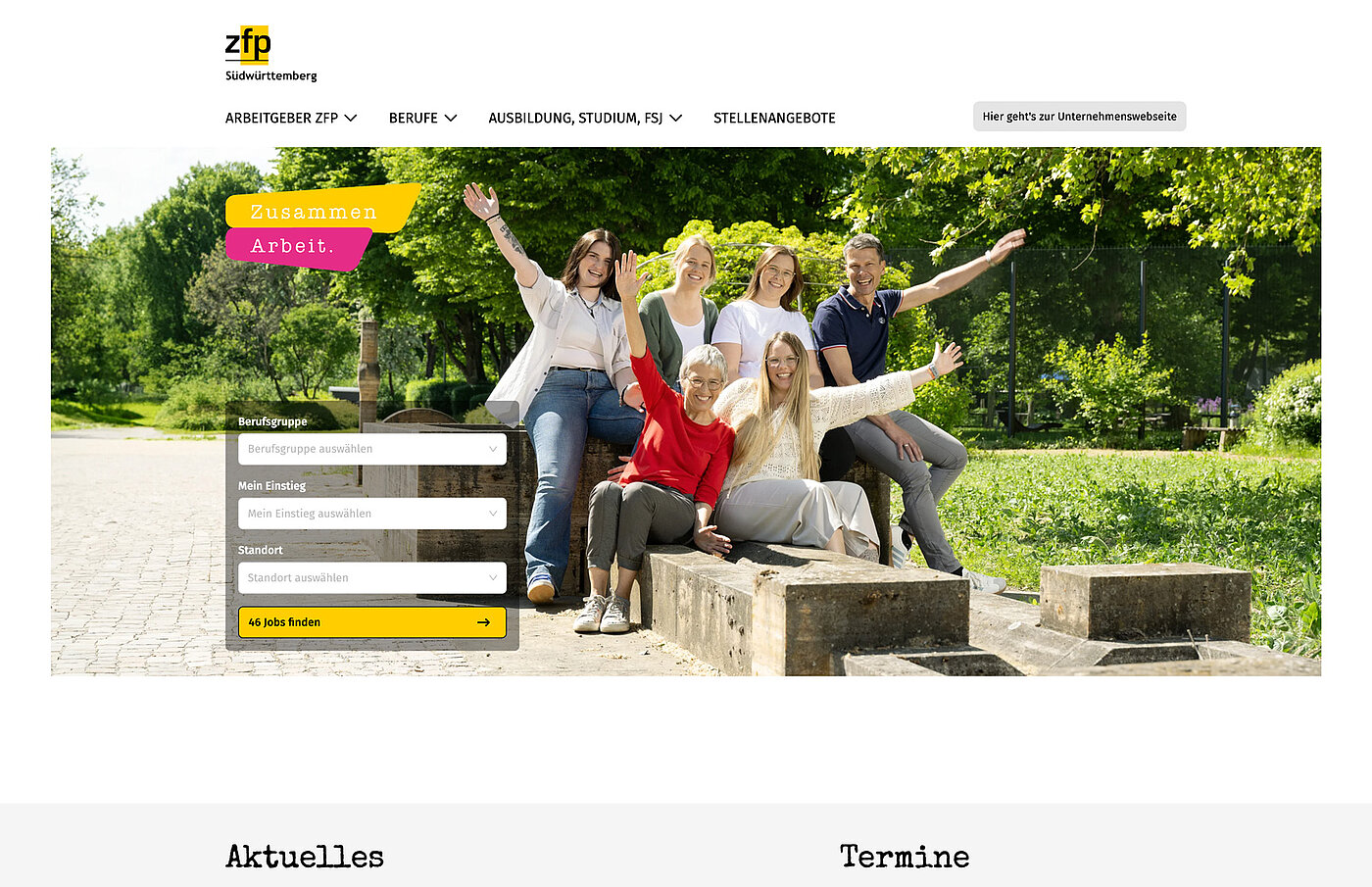Screenshot ZfP Südwürttemberg