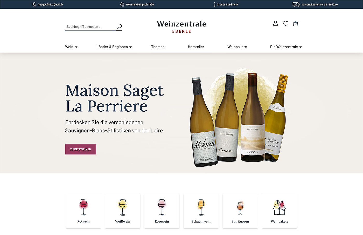 Screenshot Weinzentrale Eberle